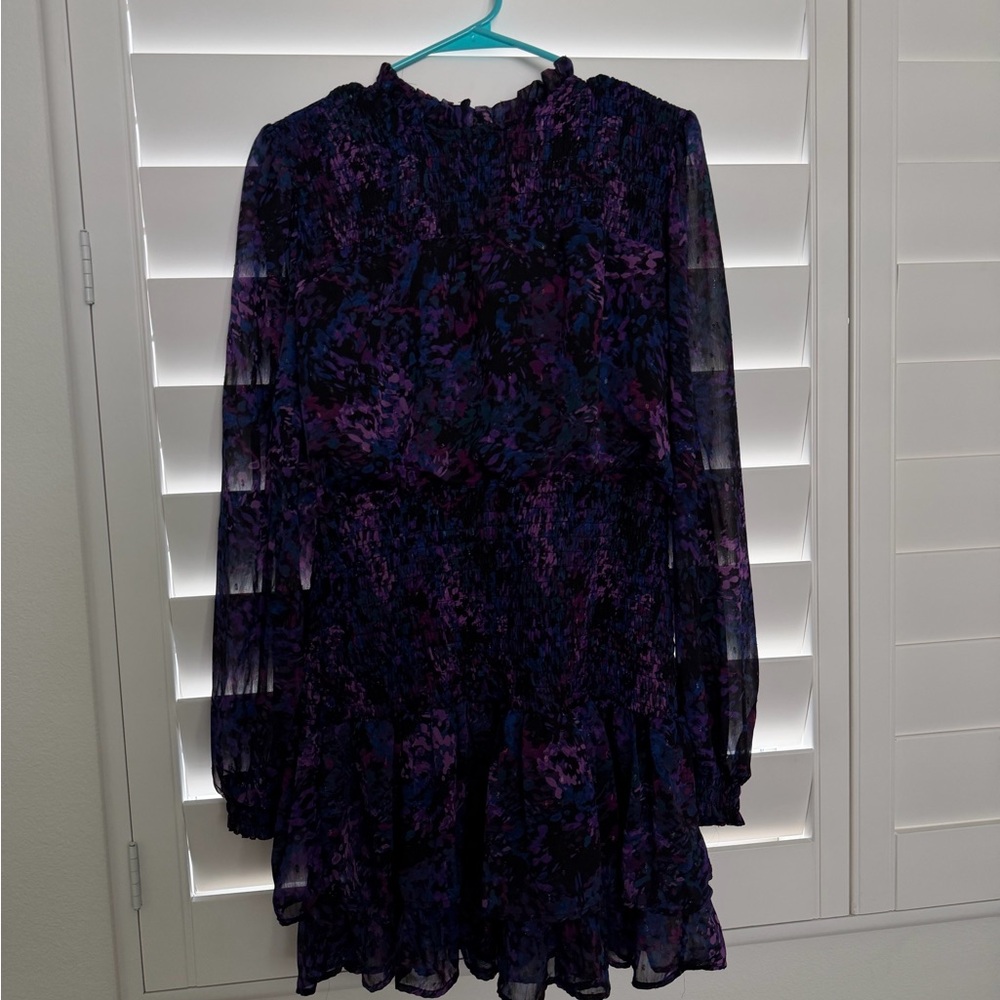 Aqua Long Sleeve Purple Floral Dress